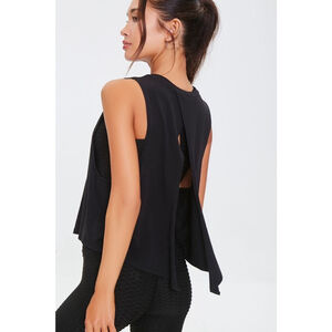 Women's Veda Navy Blue‎ Sleeveless Cropped Tank Top Leather Inserts Petite